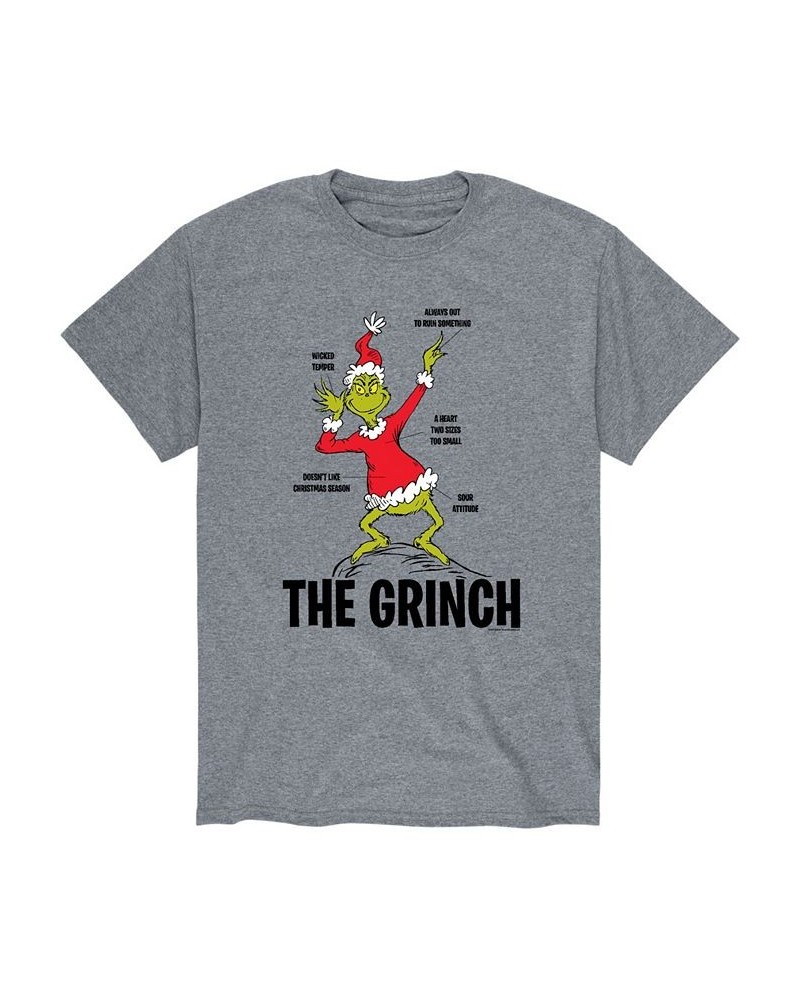 Men's Dr. Seuss The Grinch T-shirt Gray $16.80 T-Shirts