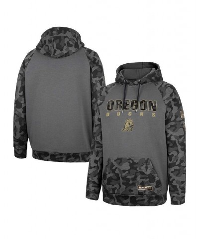 Men's Charcoal Oregon Ducks OHT Military-Inspired Appreciation Camo Stack Raglan Pullover Hoodie $31.85 Sweatshirt