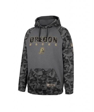 Men's Charcoal Oregon Ducks OHT Military-Inspired Appreciation Camo Stack Raglan Pullover Hoodie $31.85 Sweatshirt