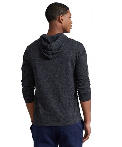 Men's Jersey Hooded T-Shirt Black Heather $35.78 Sweatshirt