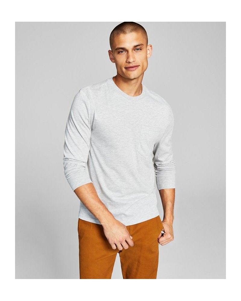 Men's Pocket Long-Sleeve T-Shirt Gray $11.87 T-Shirts