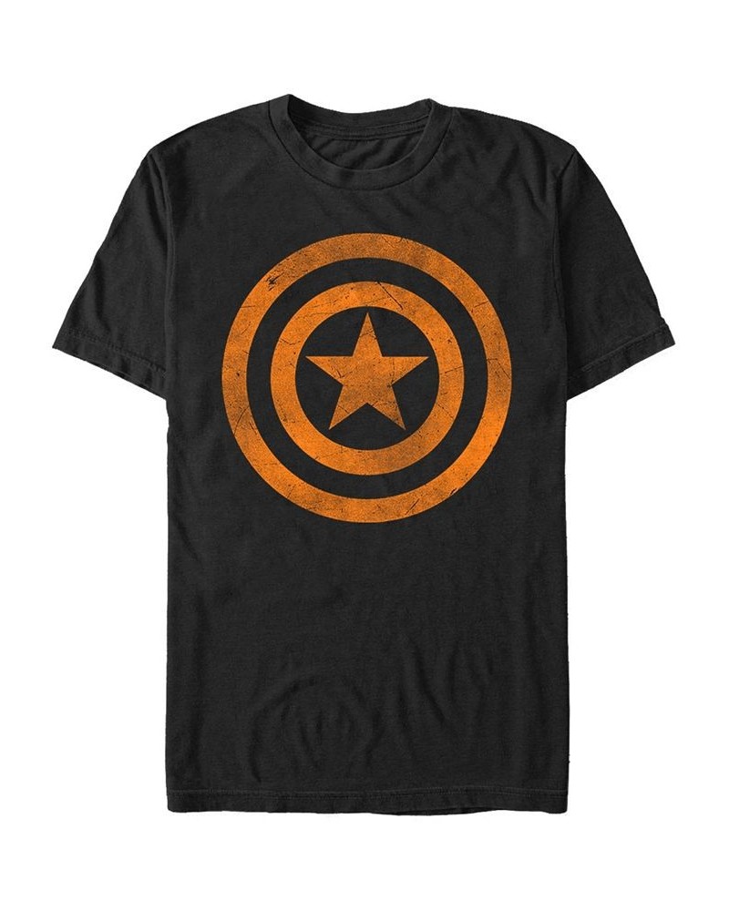 Marvel Men's Captain America Distressed Orange Shield Logo Short Sleeve T-Shirt Black $18.54 T-Shirts