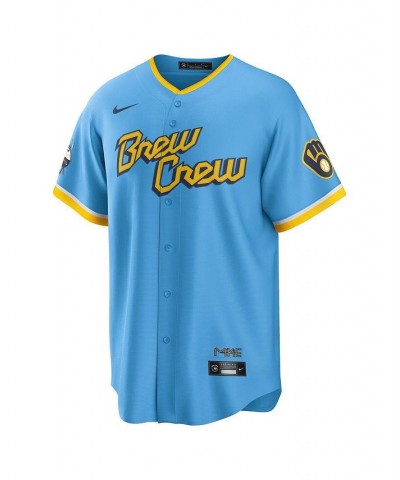 Men's Christian Yelich Powder Blue Milwaukee Brewers 2022 City Connect Replica Player Jersey $88.88 Jersey