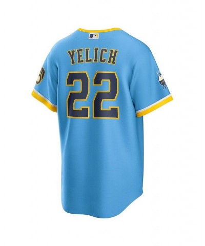 Men's Christian Yelich Powder Blue Milwaukee Brewers 2022 City Connect Replica Player Jersey $88.88 Jersey