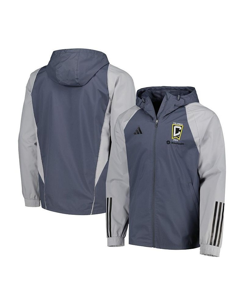 Men's Charcoal Columbus Crew All-Weather Raglan Hoodie Full-Zip Jacket $37.20 Jackets