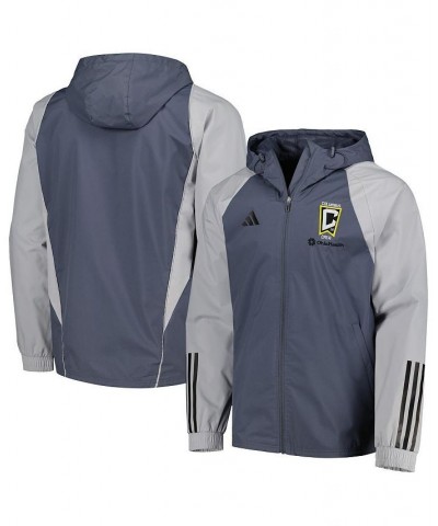 Men's Charcoal Columbus Crew All-Weather Raglan Hoodie Full-Zip Jacket $37.20 Jackets