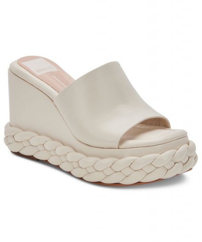 Women's Elene Braided Platform Wedge Sandals White $73.60 Shoes
