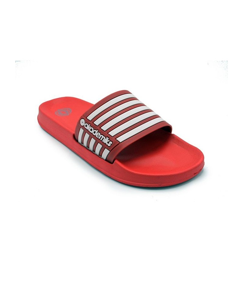 Men's Stripe Slides Red $12.48 Shoes