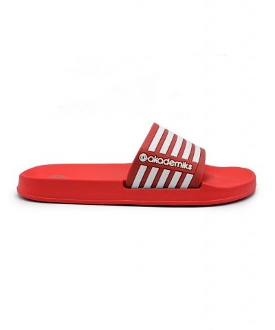 Men's Stripe Slides Red $12.48 Shoes