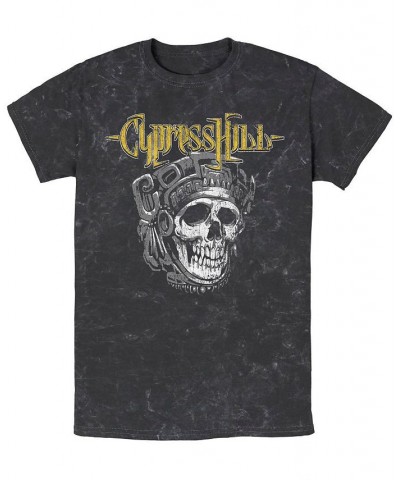 Men's Cypress Hill Aztec Skull Short Sleeve T-shirt Black $17.15 T-Shirts