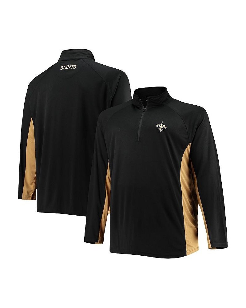 Men's Branded Black, Gold New Orleans Saints Big and Tall Polyester Quarter-Zip Raglan Jacket $35.74 Jackets