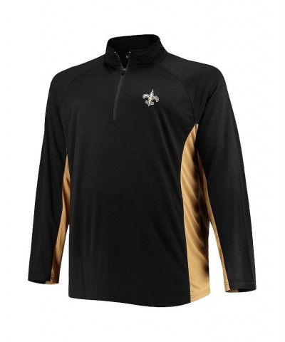 Men's Branded Black, Gold New Orleans Saints Big and Tall Polyester Quarter-Zip Raglan Jacket $35.74 Jackets