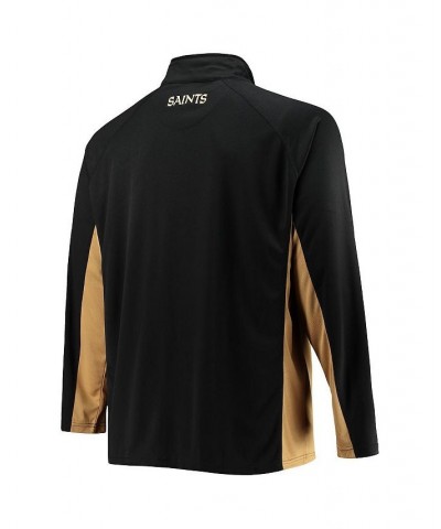 Men's Branded Black, Gold New Orleans Saints Big and Tall Polyester Quarter-Zip Raglan Jacket $35.74 Jackets