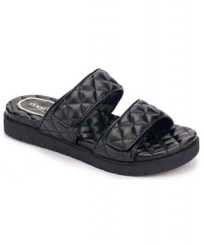 Women's Reeves Quilted Two Band Flat Sandals Black $43.35 Shoes
