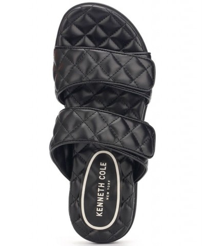 Women's Reeves Quilted Two Band Flat Sandals Black $43.35 Shoes