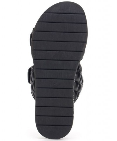 Women's Reeves Quilted Two Band Flat Sandals Black $43.35 Shoes