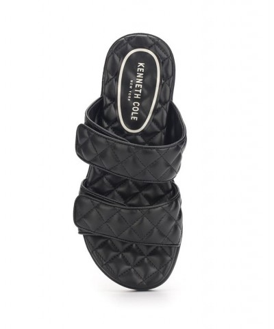 Women's Reeves Quilted Two Band Flat Sandals Black $43.35 Shoes