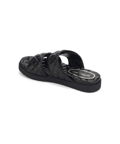 Women's Reeves Quilted Two Band Flat Sandals Black $43.35 Shoes