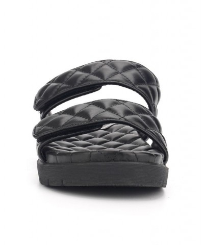 Women's Reeves Quilted Two Band Flat Sandals Black $43.35 Shoes