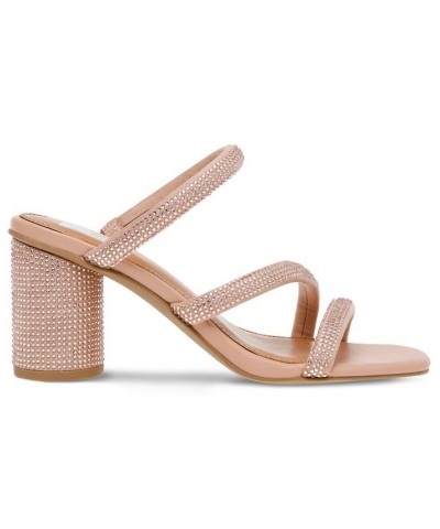 Women's Myla Strappy Block-Heel Sandals Tan/Beige $20.58 Shoes