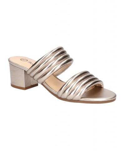 Women's Georgette Heeled Sandals Gold $40.00 Shoes
