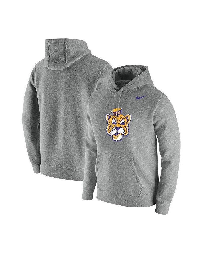 Men's Heathered Gray LSU Tigers Vintage-Like School Logo Pullover Hoodie $34.85 Sweatshirt