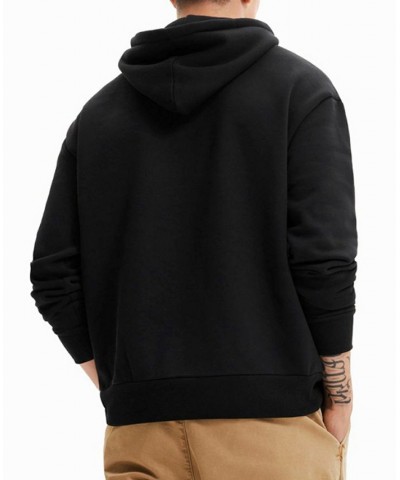 Men's Basalto Oversized Hoodie With Textured Geometric Design Black $62.00 Sweatshirt