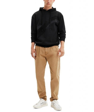 Men's Basalto Oversized Hoodie With Textured Geometric Design Black $62.00 Sweatshirt