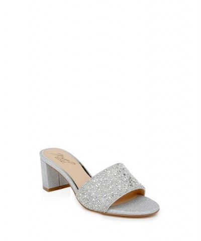 Women's Della Evening Slide Sandals Silver Glitter $55.47 Shoes