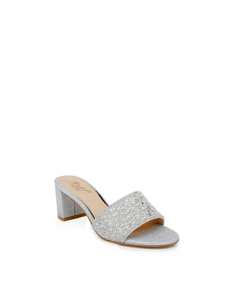 Women's Della Evening Slide Sandals Silver Glitter $55.47 Shoes