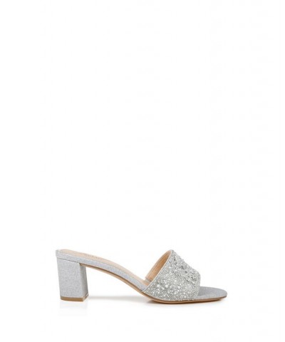 Women's Della Evening Slide Sandals Silver Glitter $55.47 Shoes