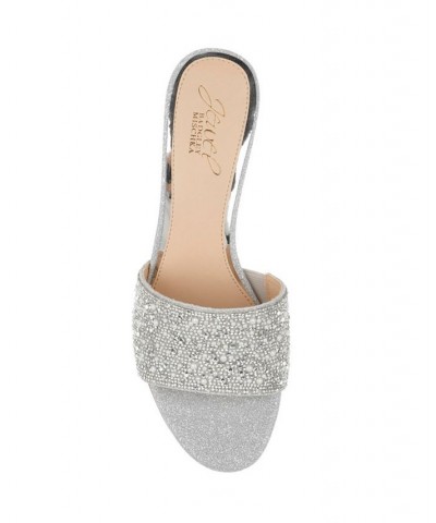 Women's Della Evening Slide Sandals Silver Glitter $55.47 Shoes