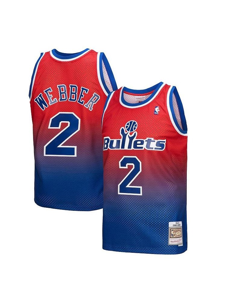 Men's Chris Webber Royal, Red Washington Bullets 1994/95 Hardwood Classics Fadeaway Swingman Player Jersey $53.20 Jersey