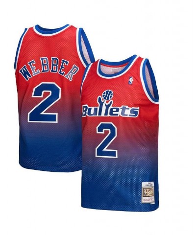 Men's Chris Webber Royal, Red Washington Bullets 1994/95 Hardwood Classics Fadeaway Swingman Player Jersey $53.20 Jersey