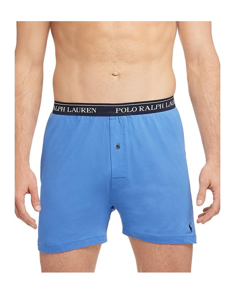 Men's Classic-Fit Cotton Knit Boxers, 5-Pack Aerial Blue / Rugby Royal / Cruise Navy $32.78 Underwear