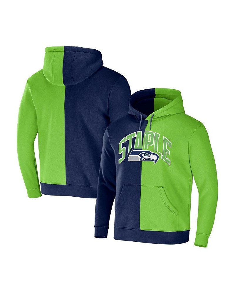 Men's NFL X Staple Navy, Green Seattle Seahawks Split Logo Pullover Hoodie $33.00 Sweatshirt