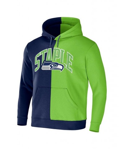 Men's NFL X Staple Navy, Green Seattle Seahawks Split Logo Pullover Hoodie $33.00 Sweatshirt