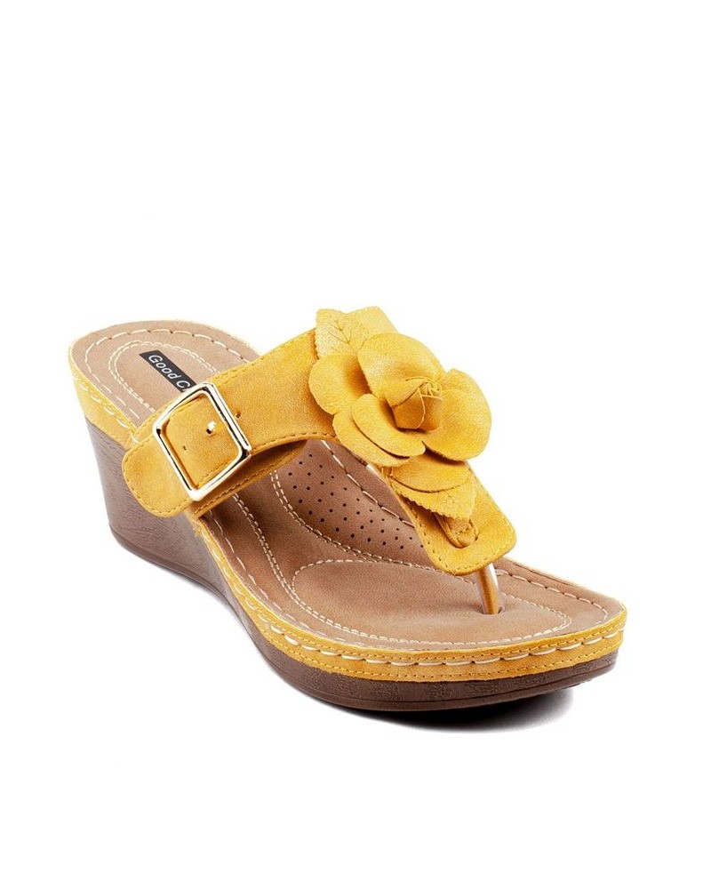 Women's Flora Wedge Sandal Yellow $34.50 Shoes