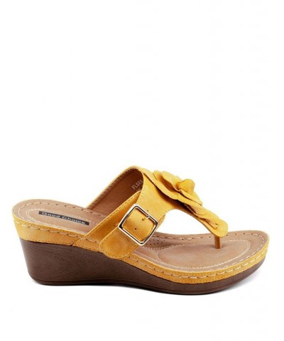 Women's Flora Wedge Sandal Yellow $34.50 Shoes