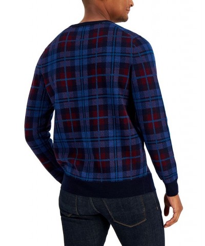 Men's Merino Plaid Sweater Blue $17.75 Sweaters