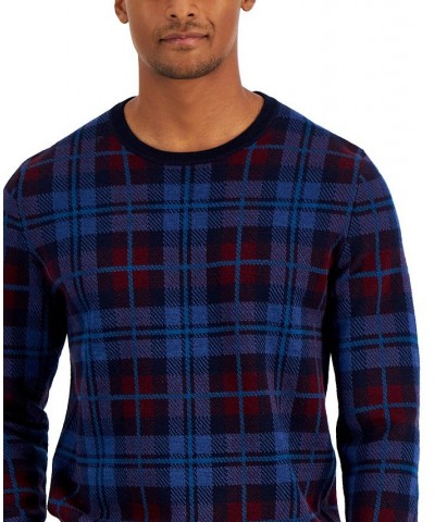 Men's Merino Plaid Sweater Blue $17.75 Sweaters