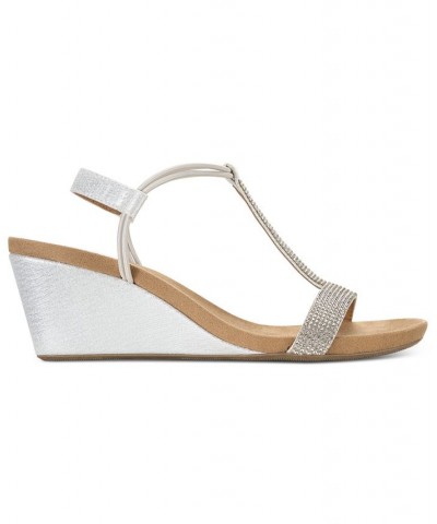 Mulan Embellished Wedge Sandals White $34.83 Shoes