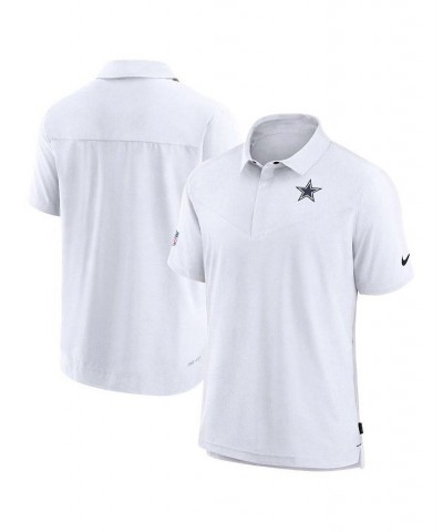 Men's White Dallas Cowboys Sideline Lockup Performance Polo Shirt $42.30 Polo Shirts