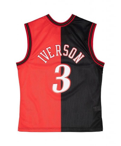 Men's Allen Iverson Black, Red Philadelphia 76ers Hardwood Classics 2000-01 Split Swingman Jersey $39.96 Jersey