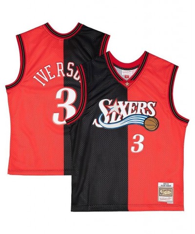 Men's Allen Iverson Black, Red Philadelphia 76ers Hardwood Classics 2000-01 Split Swingman Jersey $39.96 Jersey