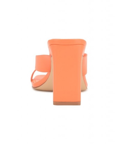 Women's Durlife Square Toe T-Strap Dress Sandals Orange $42.75 Shoes