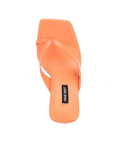 Women's Durlife Square Toe T-Strap Dress Sandals Orange $42.75 Shoes