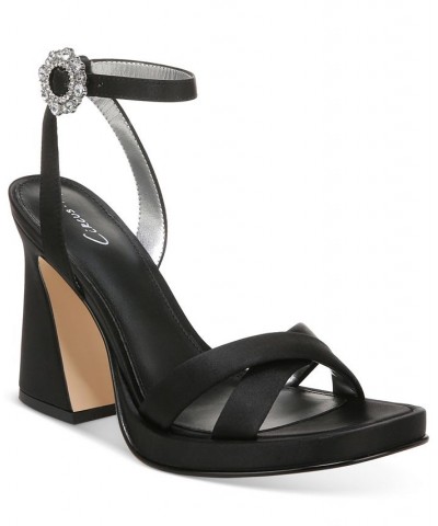 Haidyn Ankle-Strap Crossband Platform Sandals Black $32.70 Shoes