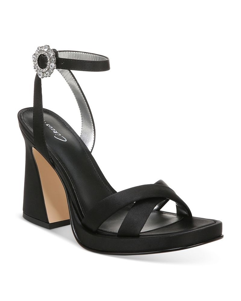 Haidyn Ankle-Strap Crossband Platform Sandals Black $32.70 Shoes