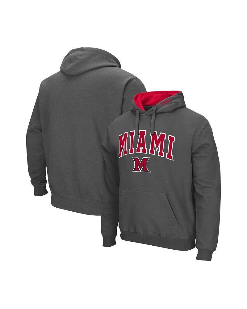 Men's Charcoal Miami University Redhawks Arch and Logo Pullover Hoodie $30.79 Sweatshirt